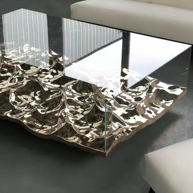 Luxury Black Marble Tempered Glass Coffee Table Furniture For Hotel