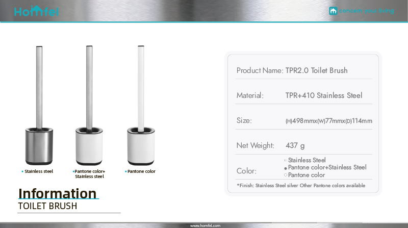 TPR 2.0 Stainless Steel Toilet Cleaning Brush And Holder Set Modern Design