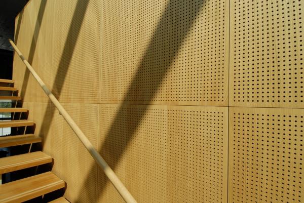 Auditorium Melamine Surface Perforated Wood Sheets / Music Studio Acoustic