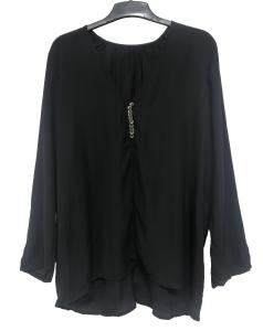 Wholesale Cotton / Spandex Fashion Ladies Blouse Sweet Long Sleeve V Neck Black Color Plus Size from china suppliers
