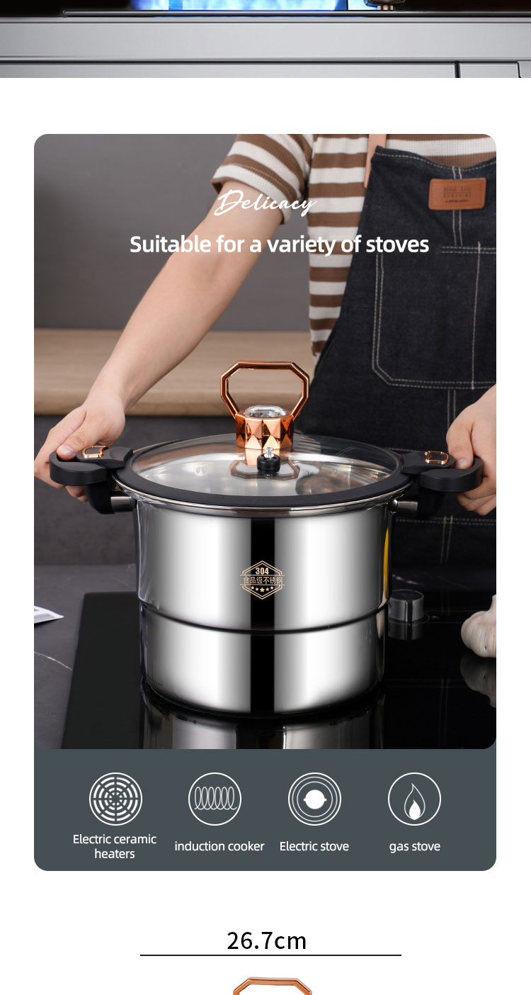 Custom Logo 5L Double Layer Pressure Cooker Stainless Steel With Handle