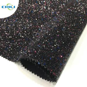 Wholesale Knitted Glitter Leatherette Fabric , Pink Glitter Fabric Lightweight Printable from china suppliers
