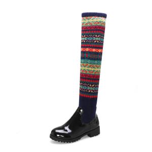 Wholesale JBFB09 Colorful OEM Womens Flat Knee High Boots Customized Fly Woven from china suppliers