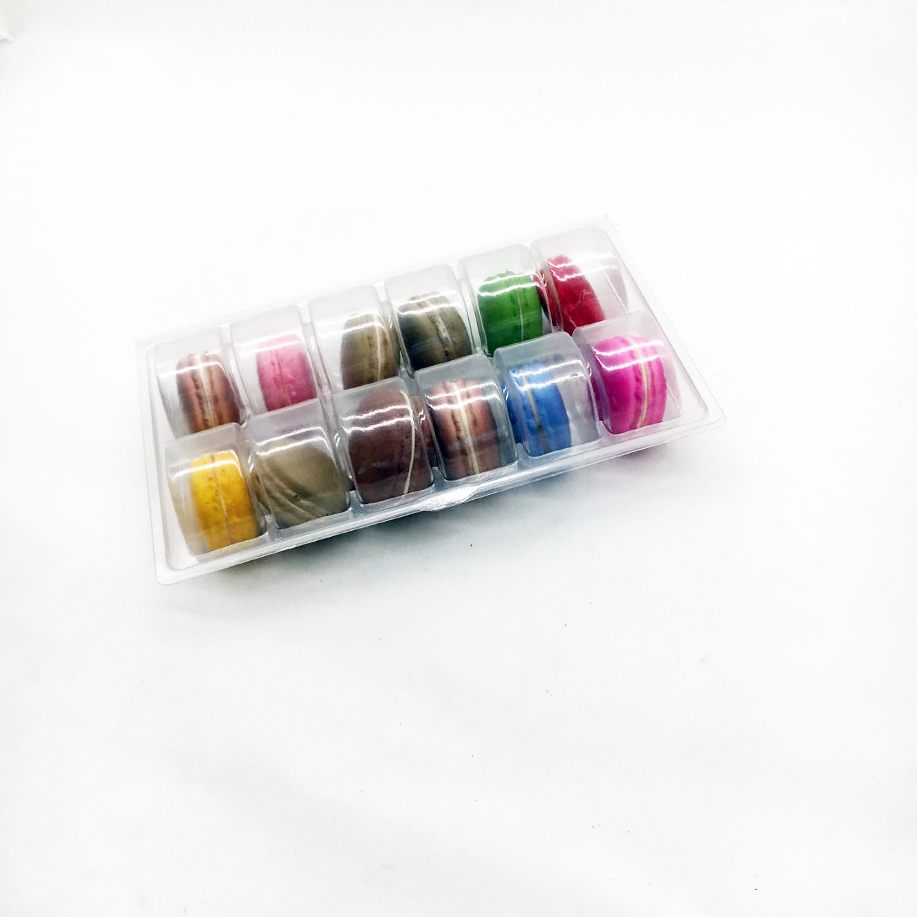 Clear 12 Pack Collapsible Macaron Tray Clam Shell Reusable