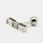 Square Zircon Gems Ear Piercing Jewellery 6mm Long Strip silver gold