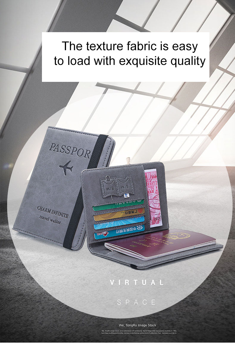 Customized Pattern Minibook Passport Holder Rfid Blocking Travel Wallet for Credit Card