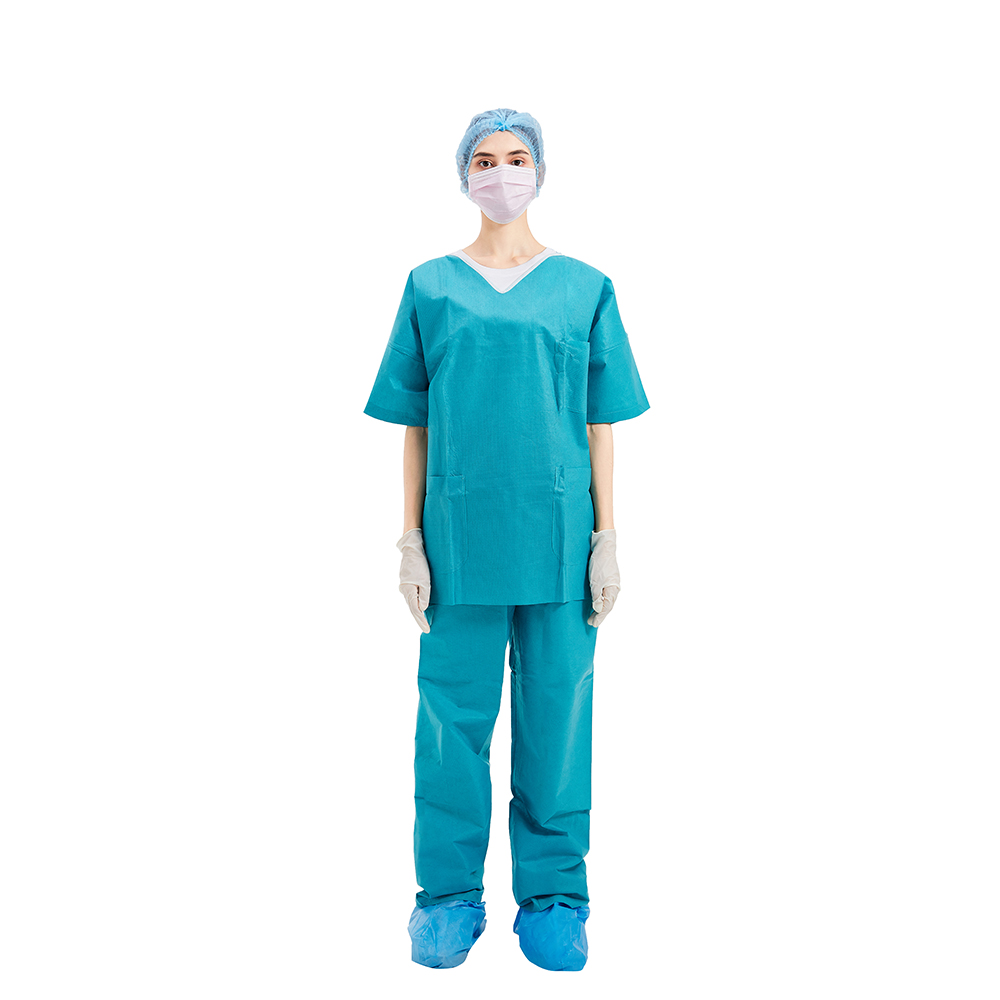 Food Industry Disposable Scrub Suits , 45gsm disposable hospital scrubs