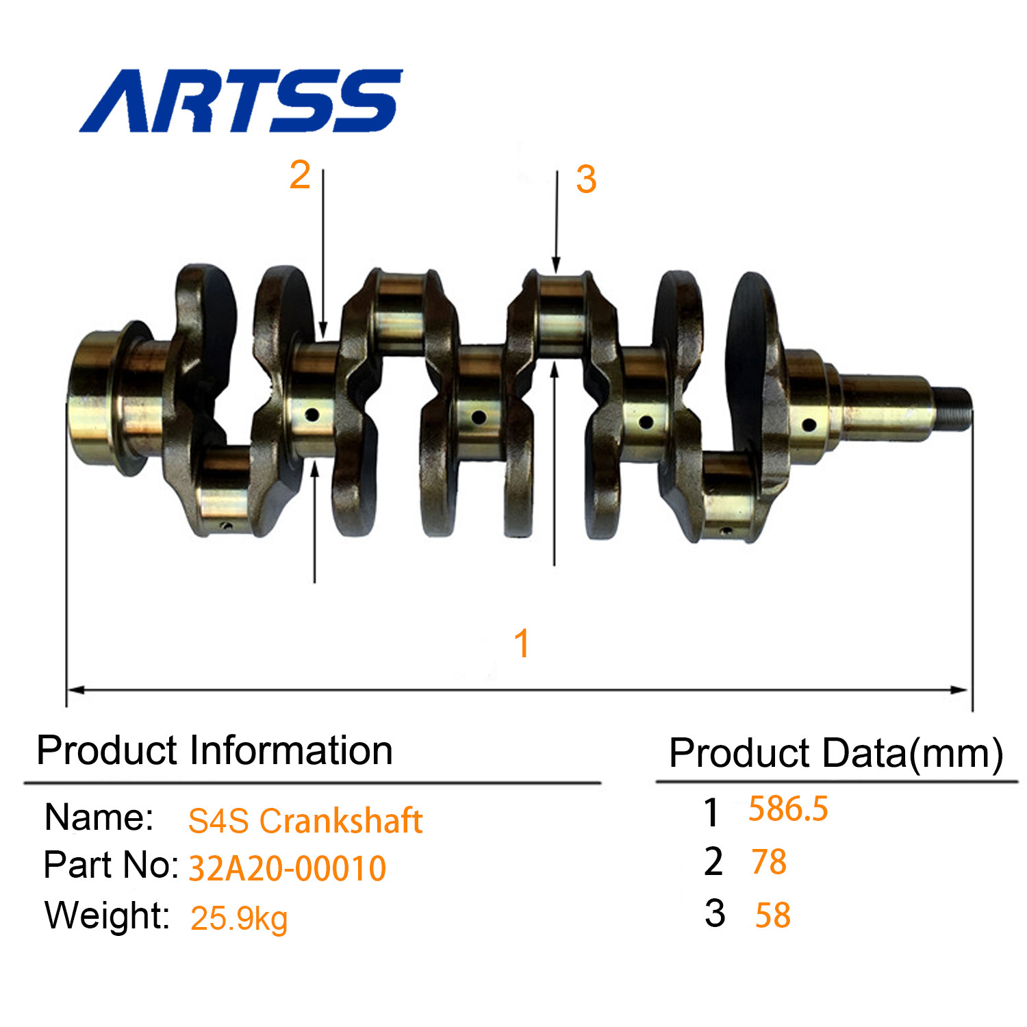 High Quality Diseel Engine 32A20-00010 32A20-00080 S4S Crankshaft For Mitsubishi Excavator Spare Parts
