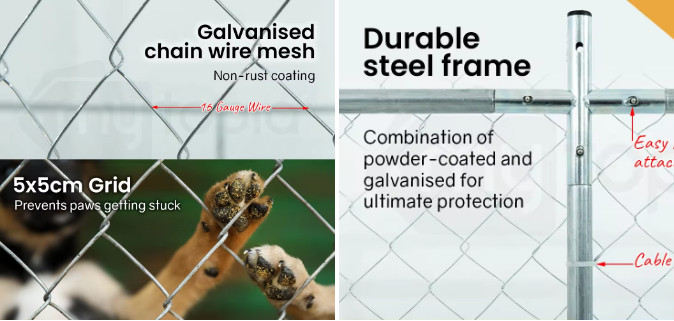 Chain Link Steel Dog Kennel Outdoor Enclosure Exercise Pen Run With Cover
