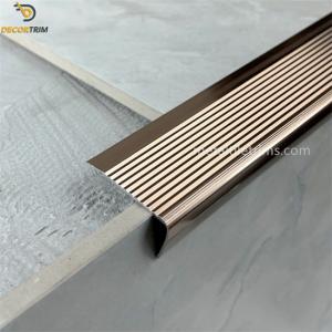 Wholesale Shiny Rose Gold 6063 Aluminum Vinyl Flooring Stair Nose L Shape Anti Slip from china suppliers