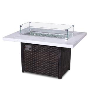 Wholesale Rectangle Outdoor Propane Fire Pit Table 30 Inch 55000 BTU Square Rattan Gas Firepits from china suppliers