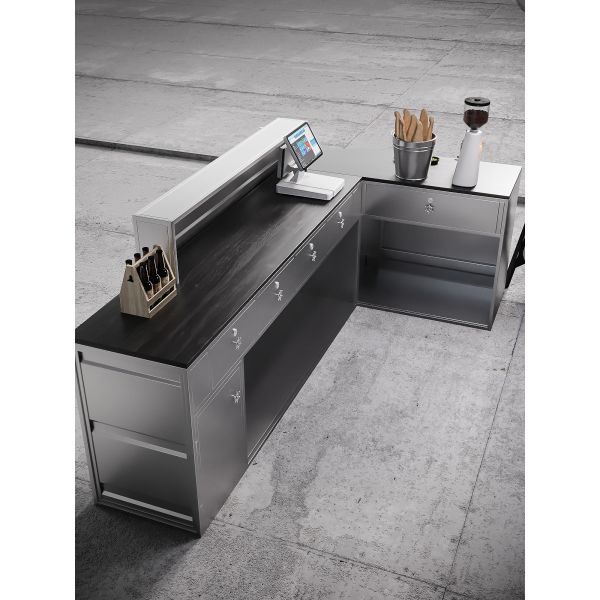 Wholesale Solid Wood Top Bar Counter with Wrought Iron Frame for Outdoor Bistro Bar