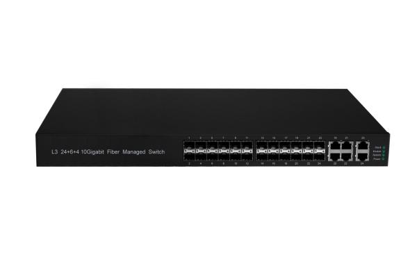 Factory OEM/ODM Fiber Optic Switch L3 10Gigabit Fiber Managed Switch 24 SFP and