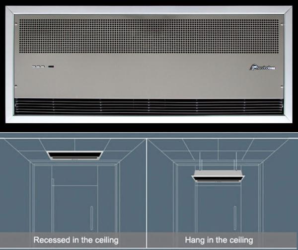 Stainless Steel Ceiling Wind Heated Commercial Air Thermal Curtain With Fan