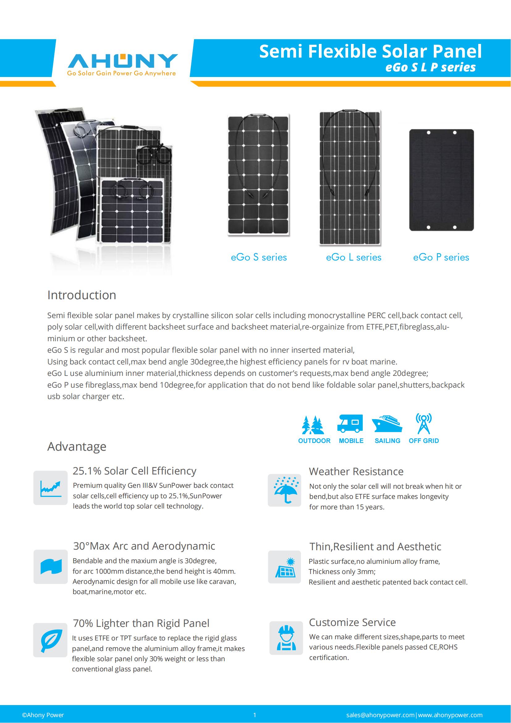 Ultralight PV Bendable Solar Panel Customized Semi Flexible Ultralight Solar Panel