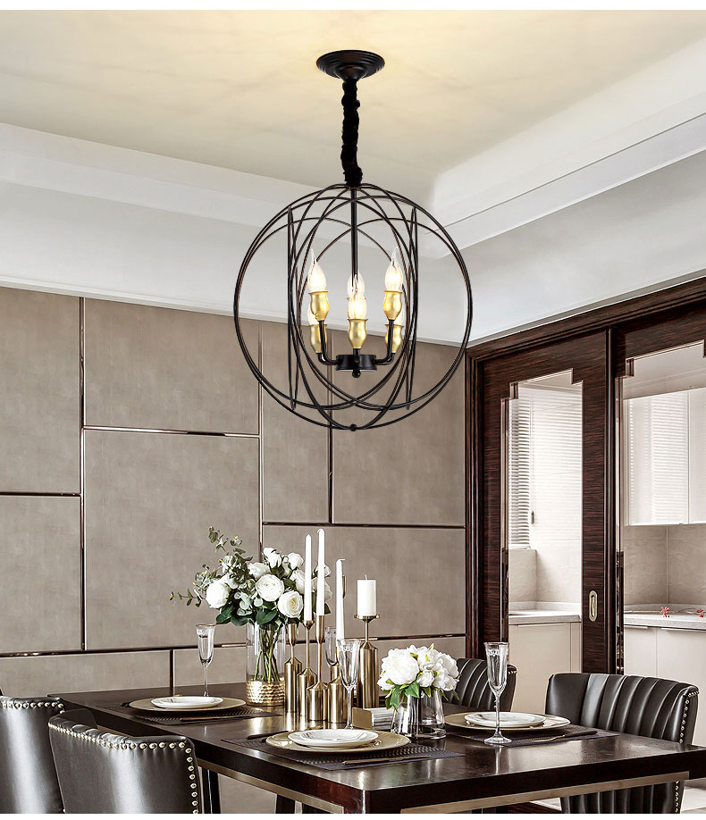 Iron Chandelier Lighting For Bedroom Kitchen E14 LED Modern Gold Black Chandelier(WH-CI-128)