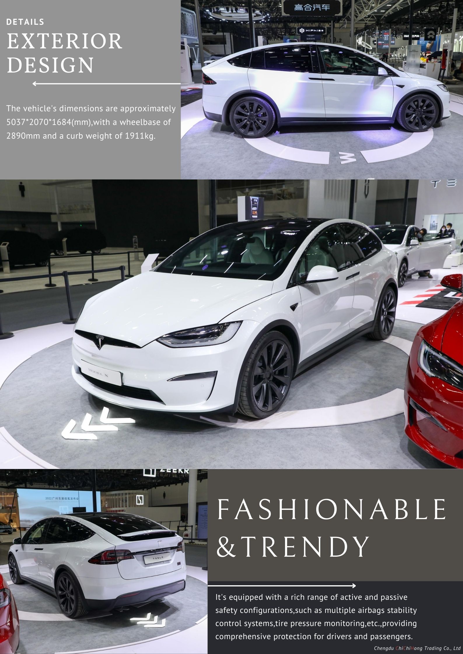 High Match Deposit 2023 Tesla Model X EV Car with Minimum Grand Clearance of 10°-15°