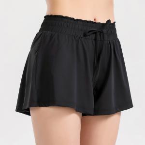 Wholesale Oem Factory Manufacturer Custom Logo High-Waist Loose Shorts Women Breathable Running Mesh Training Fitness Shorts from china suppliers