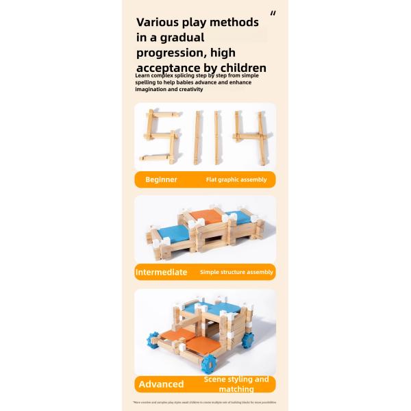 Creative Wooden Colorful Building Blocks Game Early Education Enlightenment Building Toy Educational Engineering Training Toy