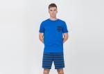 Mens Cotton Jersey Round Neck Tee and Yarn Dyed Striped Short Pants Pyjamas Set
