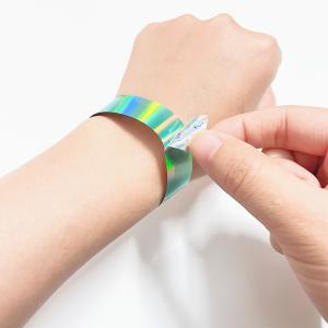 Wholesale Disposable Adjustable Neon Rainbow Laser Glitter Festival Bracelets For Unisex Event Concert from china suppliers
