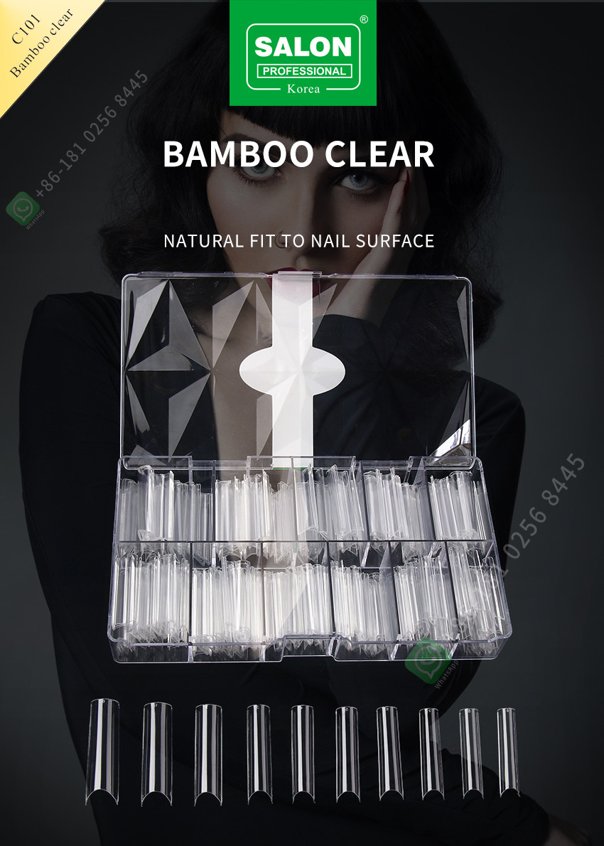 OEM Full Cover Bamboo Clear Soft Gel False Nails Designs Artificial Nail Tips