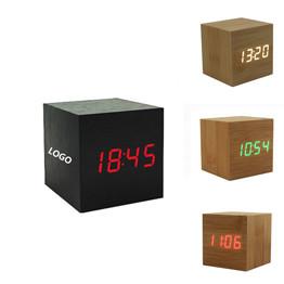 Wholesale Promotional Electronic Wooden LED Alarm Clock Home Colck Logo Customized from china suppliers