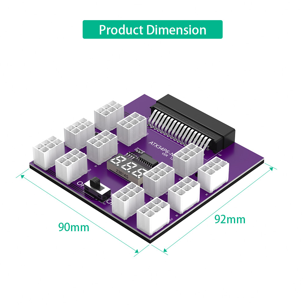Upgrade Version Power Supply Breakout Board Placa de ruptura de fuente de alimentación GPU PSU con conector de alimentación ATX de 6 pines de12 piezas