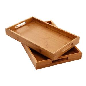 Wholesale Food 35*22cm Bamboo Kitchen Storage Wooden Woven Serving Trays Ergonomic Grip Handles from china suppliers