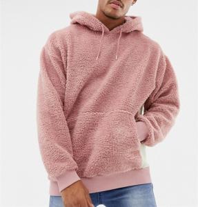 Wholesale Contrast Knit Rib Mens Sherpa Jacket Oversized Sherpa Sweatshirt Anti Pilling from china suppliers