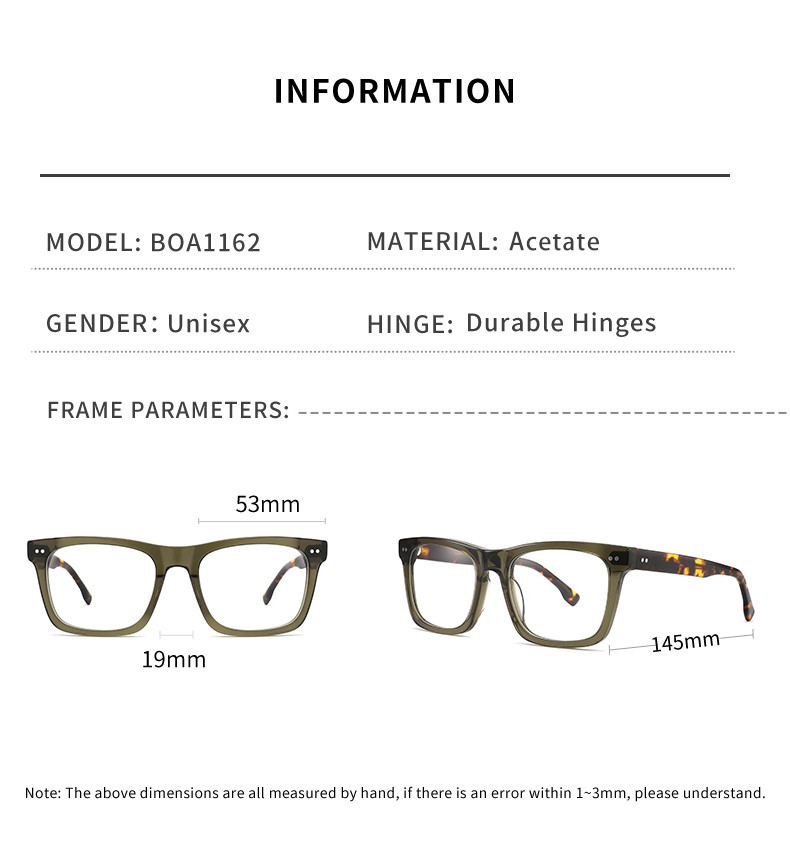 Classic Square Acetate Eyeglass Optical Frame For Men And Women