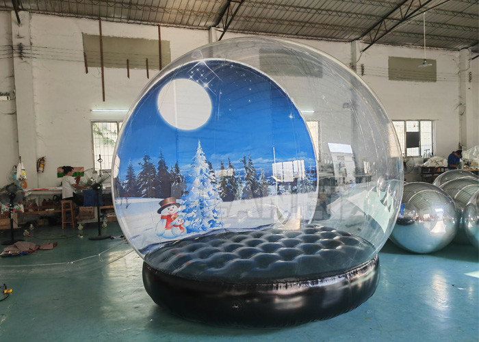 Customized Backdrop Inflatable Giant Snow Globe Christmas Inflatable Human Size Snow Globe With Air Blower