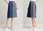 CF Buttons Ladies Dress Skirt Contrast Stripe Denim 100% Cotton Mid Length