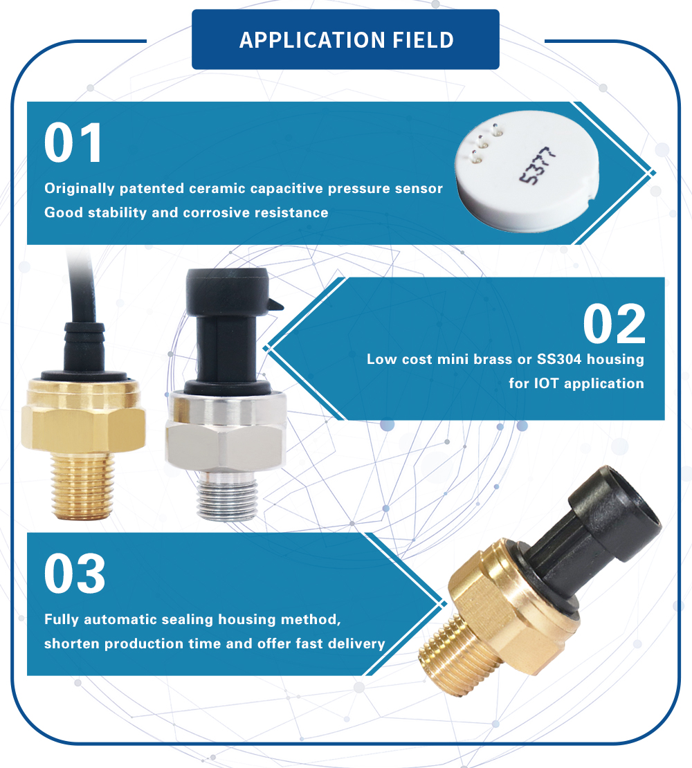 Corrosion Resistance 4.5VDC Brass Housing Ceramic Pressure Transmitter