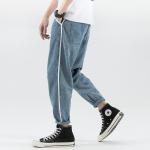 Small moq clothing manufacturers 11Z To 130Z Fabric Men Pants Light Blue Cropped