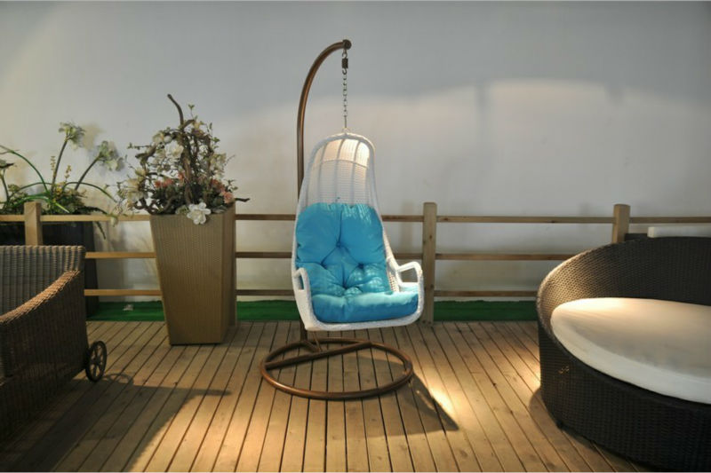 Rattan Swing Chair for Modern Brown Metal Garden Furniture and Swing