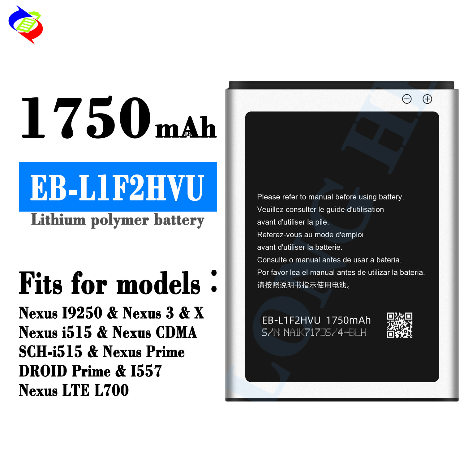 1750mAhNexus I9250/3/i515 External EB-L1F2HVU Mobile Phone Battery for Samsung