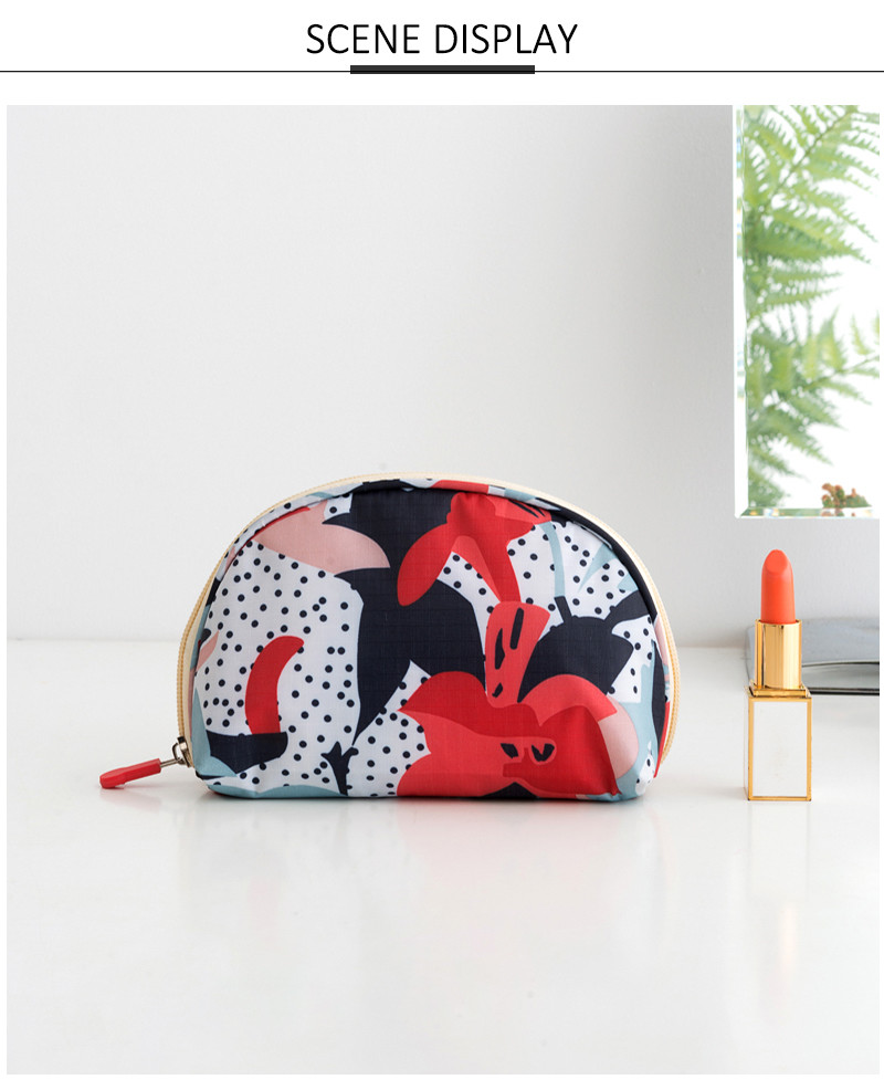 Wholesale Custom Half Moon Shape Printed Practical Wash Makeup Bag