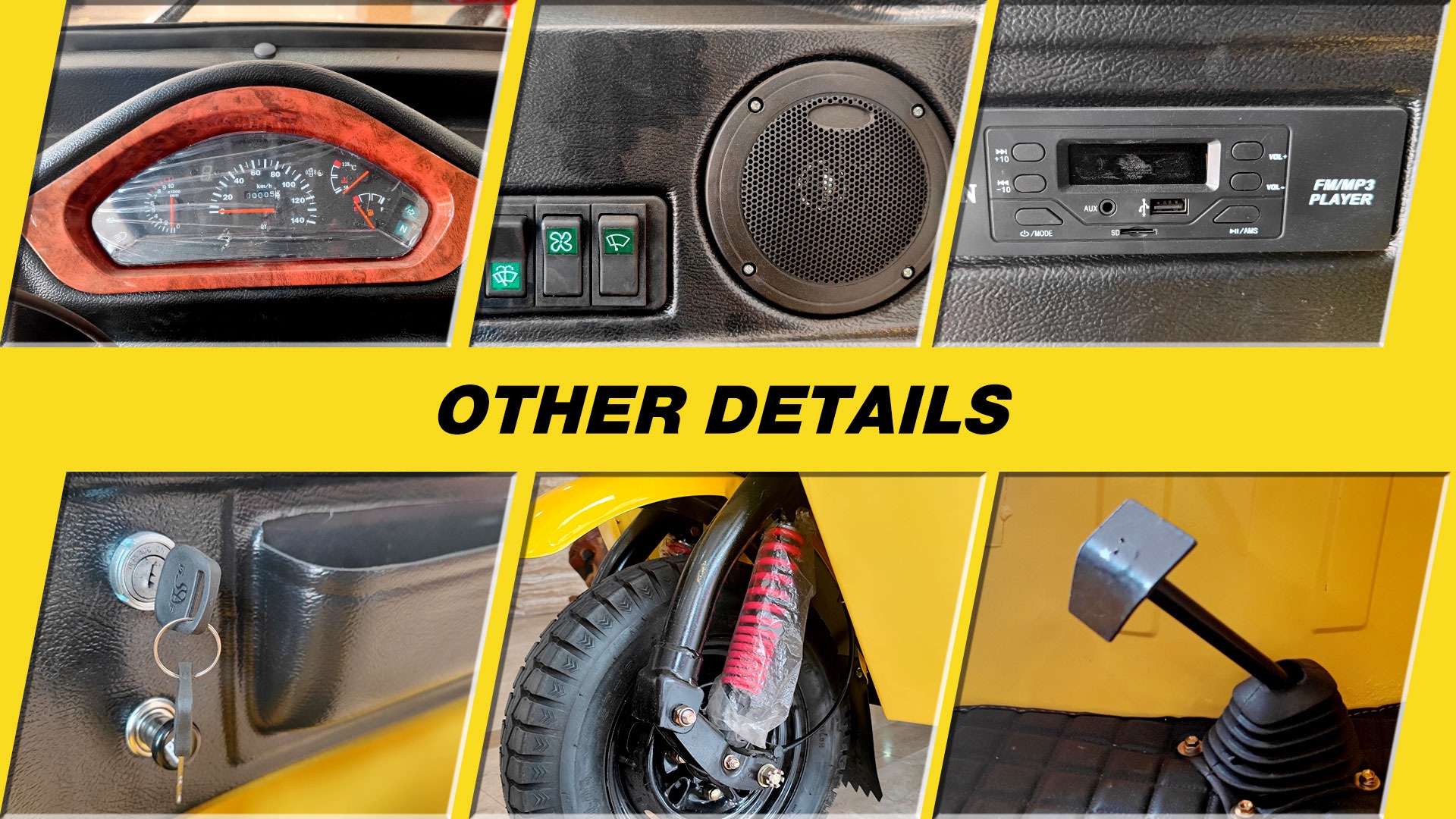 Three Wheeler Auto Rickshaw for 6 Passengers Grade Ability ≥25° and Tire Size 4.5-12