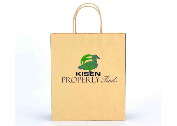 Twisted Handle Custom Paper Bags With Logo , Brown Paper Grocery Bags Offset