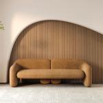 Curved Velvet Modern Fabric Sofa Set High Density Sponge For Dining Room