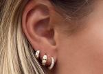 12mm Size Gold Huggie Hoop Earrings With 0.16ct Round Cut CZ