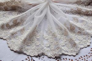 Wholesale Plum Blossom Embroidery Floral Nylon Lace Dress Fabric By The Yard 5.5” Width from china suppliers