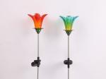 Solar Metal Flower Decorations Outdoor Plug In Decorations Tulip Flower