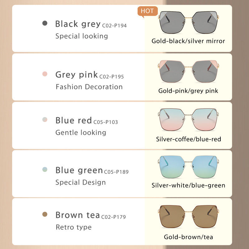Women Men Oversized Polarized Sunglasses Square Large Metal