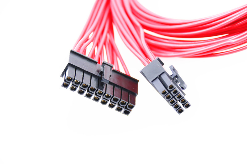 Mudular Cable for Power Supply with Extra-Sleeved 24 PIN 8PIN 6PIN 580mm Length Red