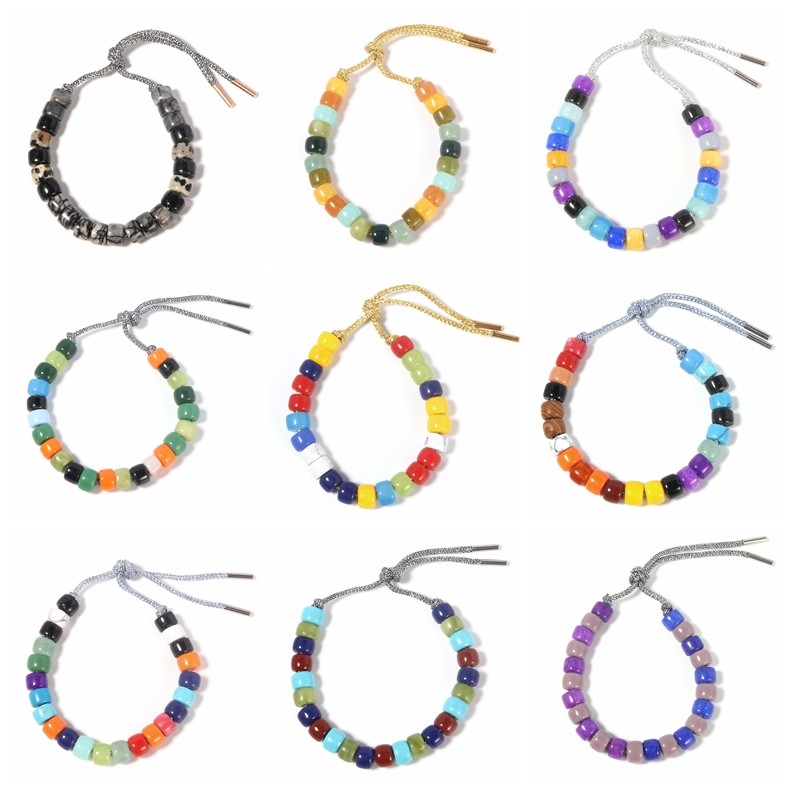 Rainbow Forte Beads Bracelet 8mm Beads 18k Real Gold Plated Brass