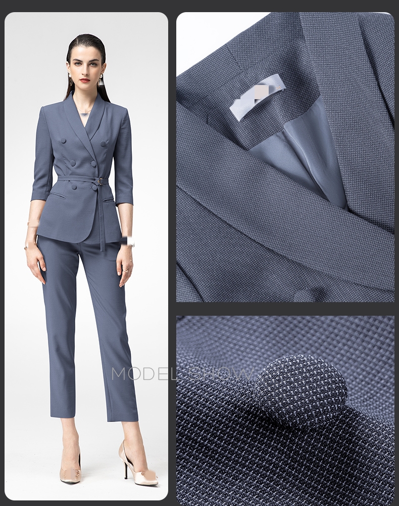 Fashion Custom Cotton Double Breasted Suit Clothing Pants for Women Ladies Office Suits