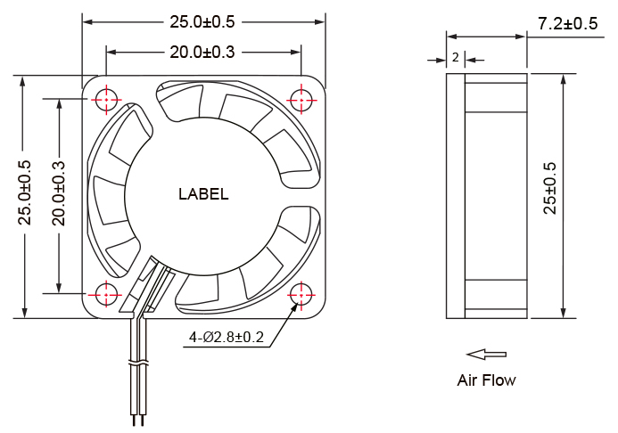 Stable Small 5V DC 3D Printer Cooling Fan 3.3V 25x25x7mm For VR