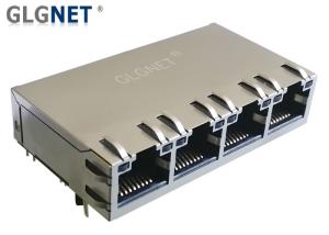 Wholesale 4 Ports Ganged Rj45 POE Magjack 10/100/1000 Base -T Tab Up RJ45 Jack With LED from china suppliers